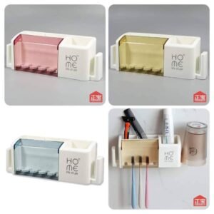 2-in-1 Wall-Mount Toothbrush & Pen Holder: Bathroom Desk Organizer