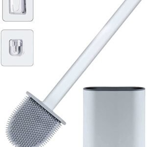 Silicon Toilet Brush with Slim Holder Flex Toilet Brush Anti-drip Set