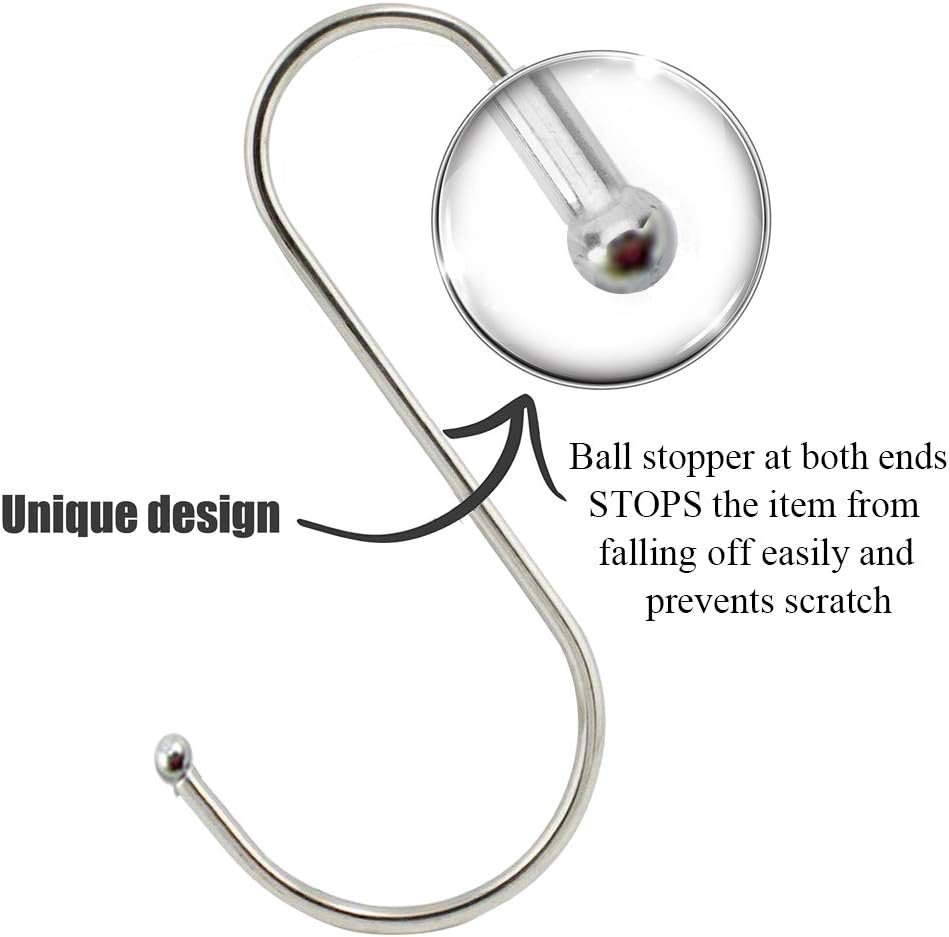 Stainless Steel S-Shape Hook Kitchen Bedroom Multi-function Railing S Hanger Hook Clasp Holder Hooks Hanging Storage Tools (4pcs) - Image 2