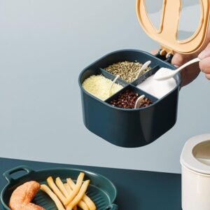 Plastic 4-Section Fancy Masala Box – Lightweight and Durable Design with Smooth Mechanism for Convenient Spice Storage