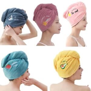 Alternative view of Dry Hair Towel Microfiber Soft Shower Cap Embroidered Coral Velvet Ladies Head Wrap Absorbent Fast Dry Head Towel Shower