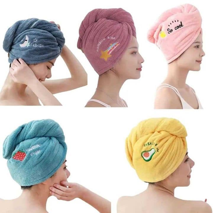 Dry Hair Towel Microfiber Soft Shower Cap Embroidered Coral Velvet Ladies Head Wrap Absorbent Fast Dry Head Towel Shower - Image 2