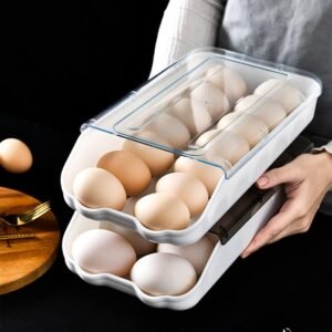 Alternative view of 32 Grid Egg Storage Double-Layer Drawer Type Egg Box for Fridge Egg Container