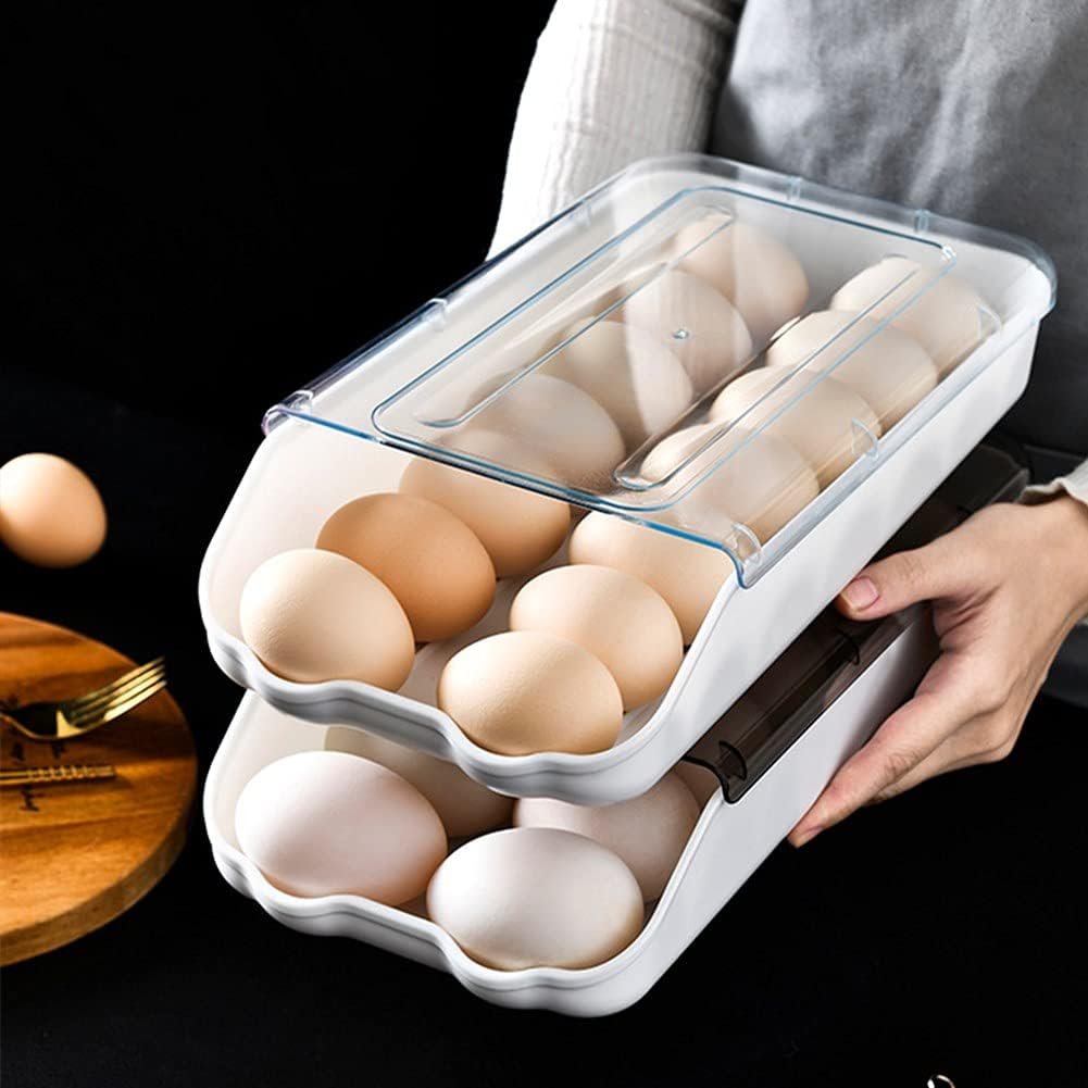 32 Grid Egg Storage Double-Layer Drawer Type Egg Box for Fridge Egg Container - Image 2