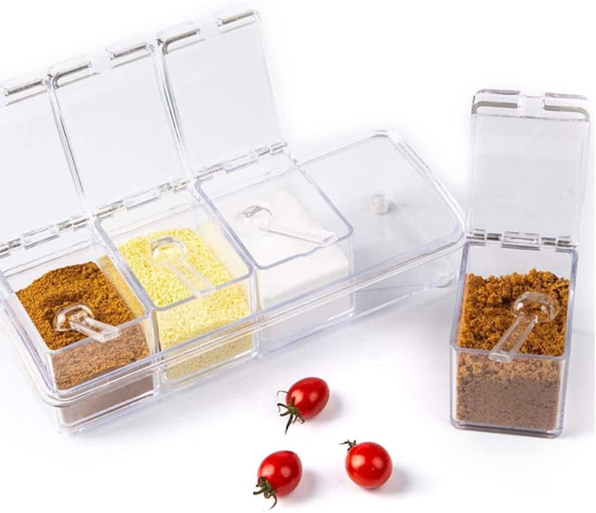 4-Pcs Crystal Clear Spice Seasoning Box Set: Transparent Kitchen Rack - Image 6