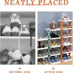 Alternative view of Multi-Layer Shoe Rack Storage Organizer, Narrow Shoe Rack Small Vertical Shoe Stand