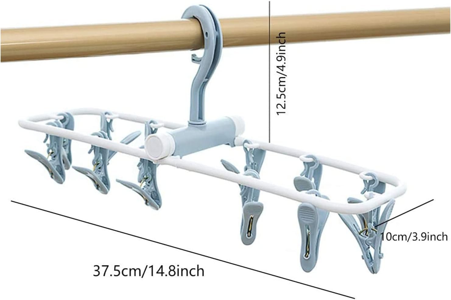 Multifunctional Folding Drying Hanger with 12 Clips, 2 Pack Portable Hanging Drying Rack - Image 2