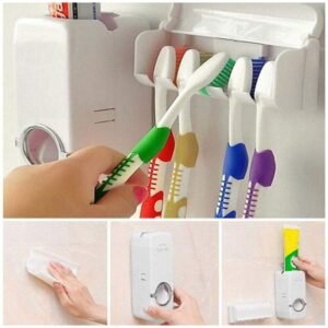 Alternative view of Toothbrush Holder and Toothpaste Dispenser Hands Free for Family Washroom| Toothbrush Holder | Bathroom Organizer