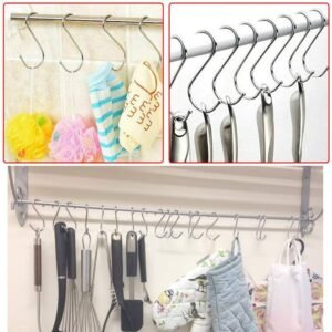 Stainless Steel S-Shape Hook Kitchen Bedroom Multi-function Railing S Hanger Hook Clasp Holder Hooks Hanging Storage Tools (4pcs)