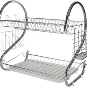 Alternative view of Stainless Steel 2-tier iron dish rack and tray set