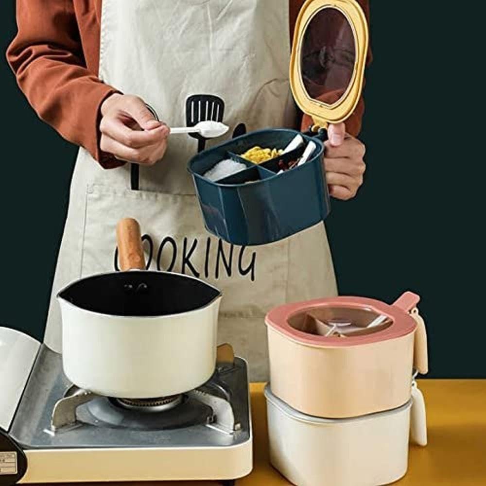 Plastic 4-Section Fancy Masala Box – Lightweight and Durable Design with Smooth Mechanism for Convenient Spice Storage - Image 3