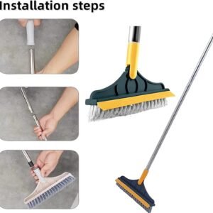 Alternative view of 3 in 1 Bathroom Cleaning Brush with Wiper,Tiles Cleaning Brush Bathroom Brush with Long Handle Tile Cleaner