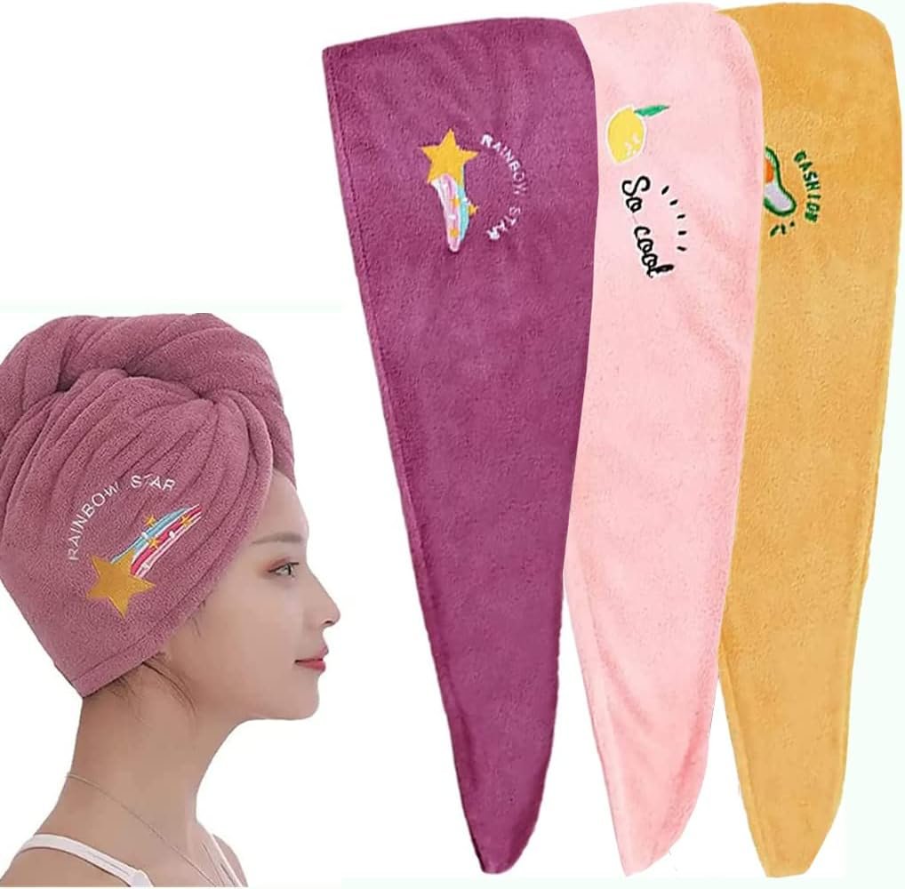 Dry Hair Towel Microfiber Soft Shower Cap Embroidered Coral Velvet Ladies Head Wrap Absorbent Fast Dry Head Towel Shower - Image 5