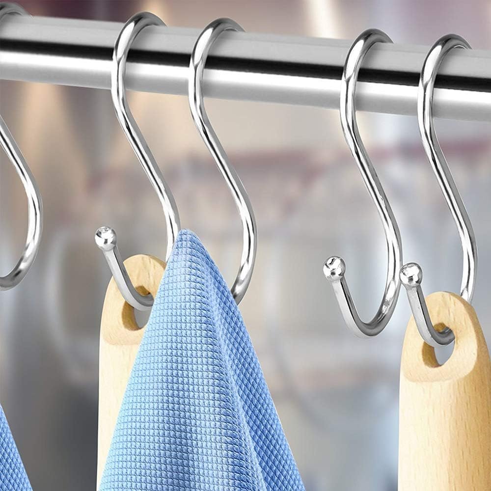 Stainless Steel S-Shape Hook Kitchen Bedroom Multi-function Railing S Hanger Hook Clasp Holder Hooks Hanging Storage Tools (4pcs) - Image 4