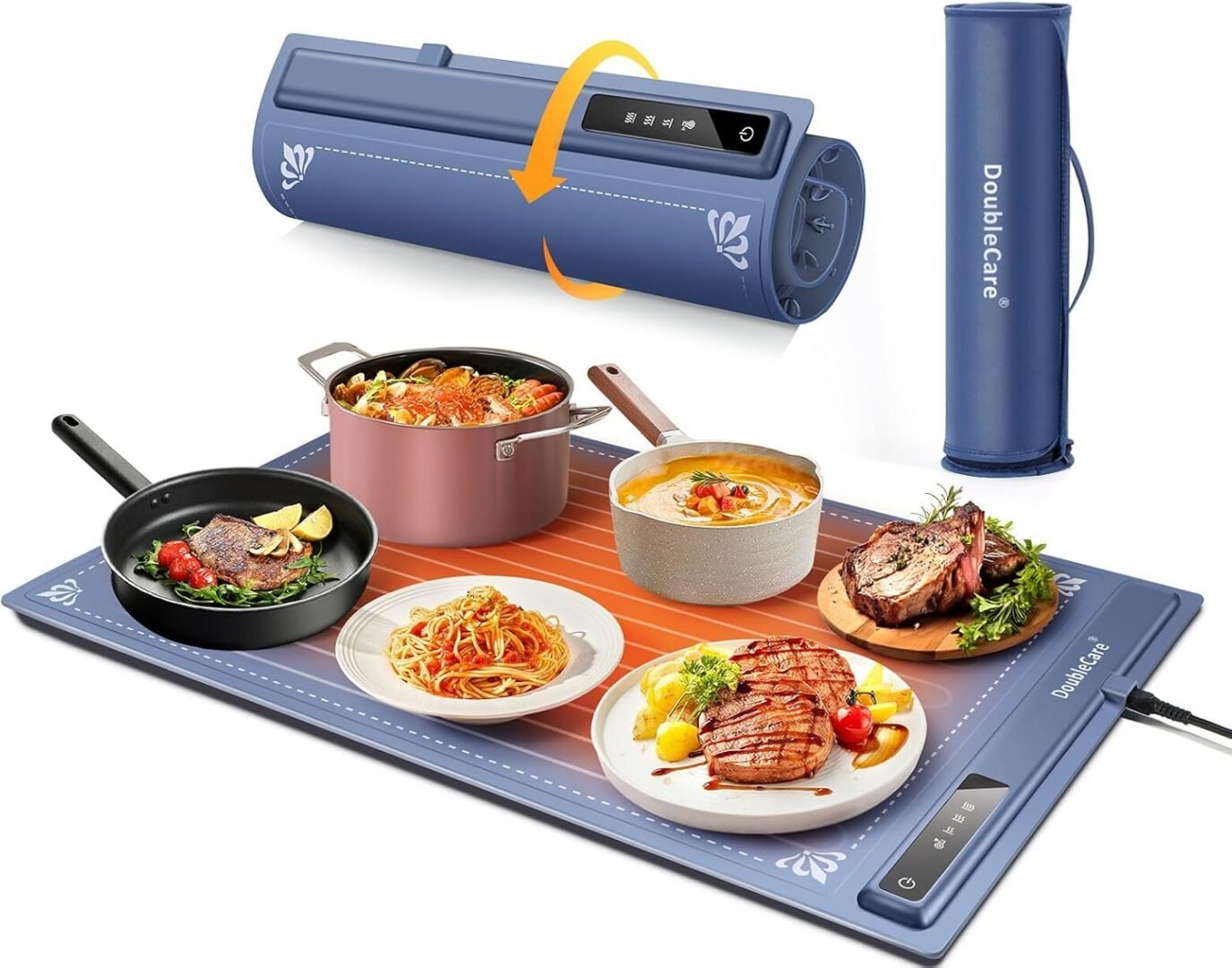 Rollable Silicone Food Warming Mat - Fast Heating & Space-Saving Electric Tray