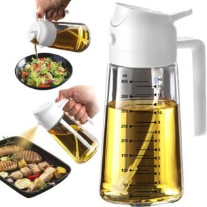 2-in-1 Oil Sprayer Glass Bottle: Leak-Proof Olive Oil Dispenser for BBQ & Cooking