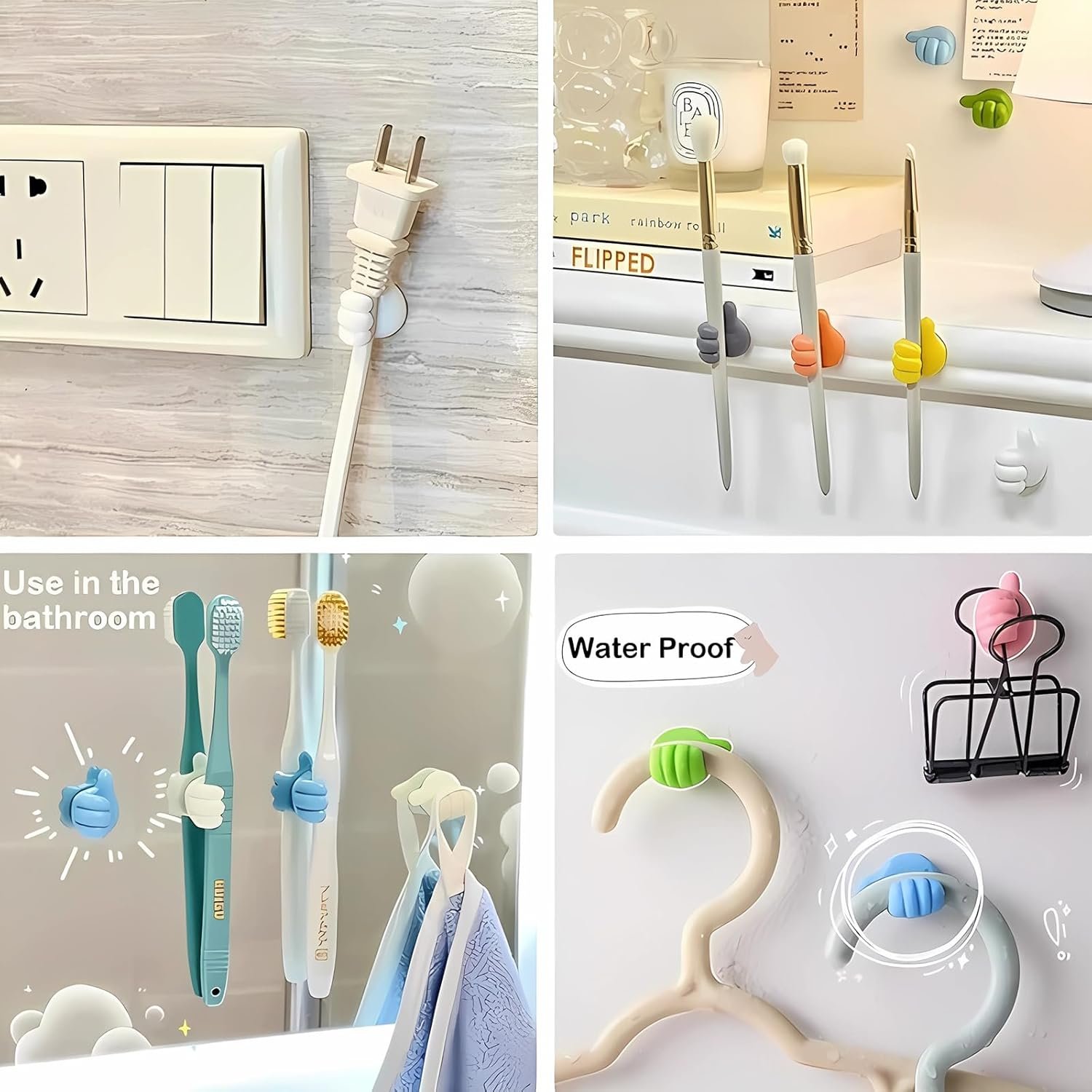 Silicone Thumb Wall Hooks Self-Adhesive Thumb Cable Organizer Clips Key Hook Multi-Function Wall Hangers Storage Hooks - Image 3