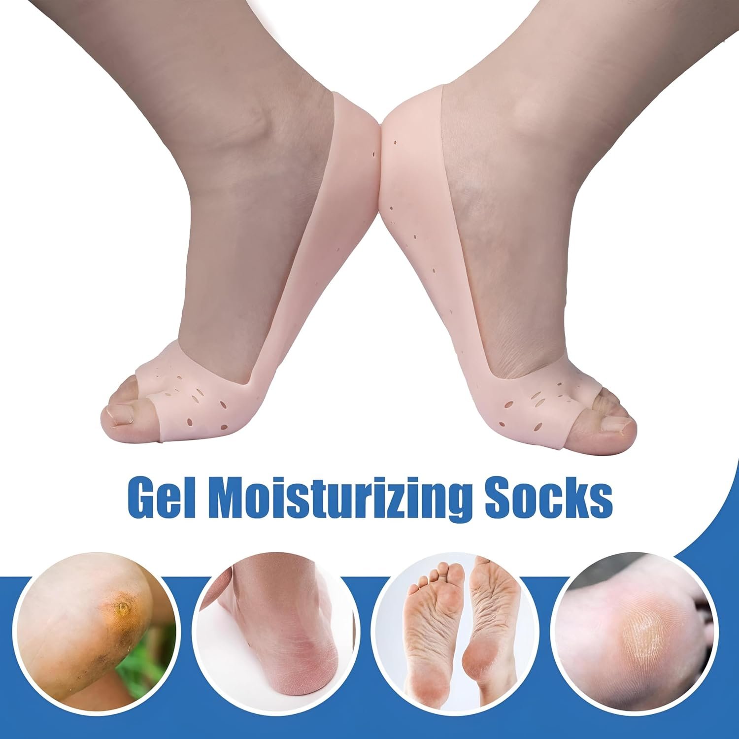 Foot Care Protector Foot Shoes Inner Pedic Silicone Hydrating Socks Relieve Dry Cracked Shoes Insole Socks 1 pair - Image 5