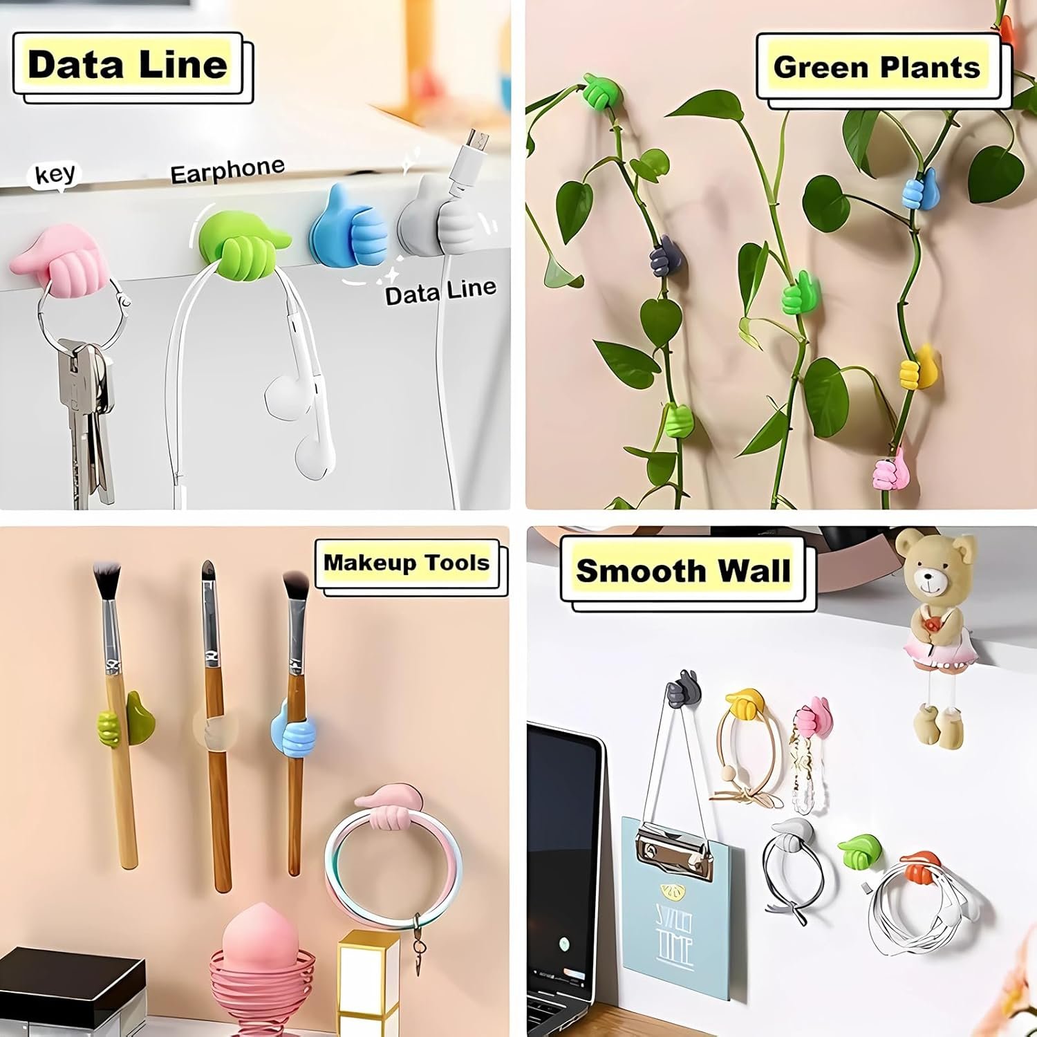 Silicone Thumb Wall Hooks Self-Adhesive Thumb Cable Organizer Clips Key Hook Multi-Function Wall Hangers Storage Hooks - Image 5