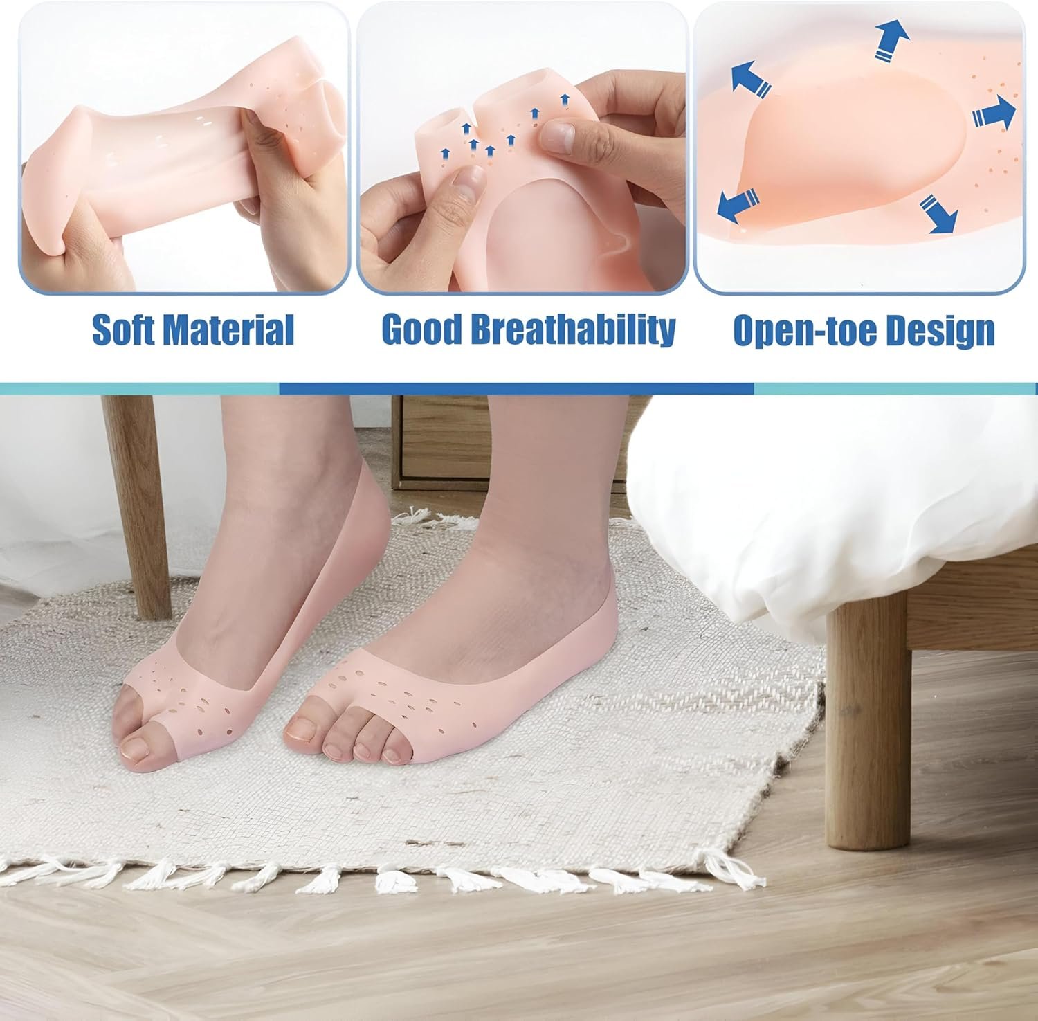 Foot Care Protector Foot Shoes Inner Pedic Silicone Hydrating Socks Relieve Dry Cracked Shoes Insole Socks 1 pair - Image 4