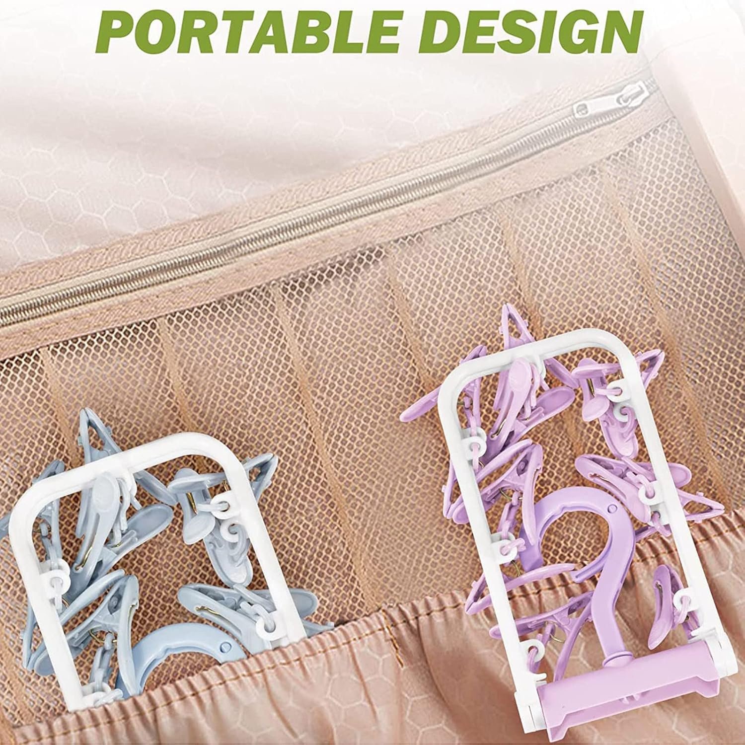 Multifunctional Folding Drying Hanger with 12 Clips, 2 Pack Portable Hanging Drying Rack - Image 3