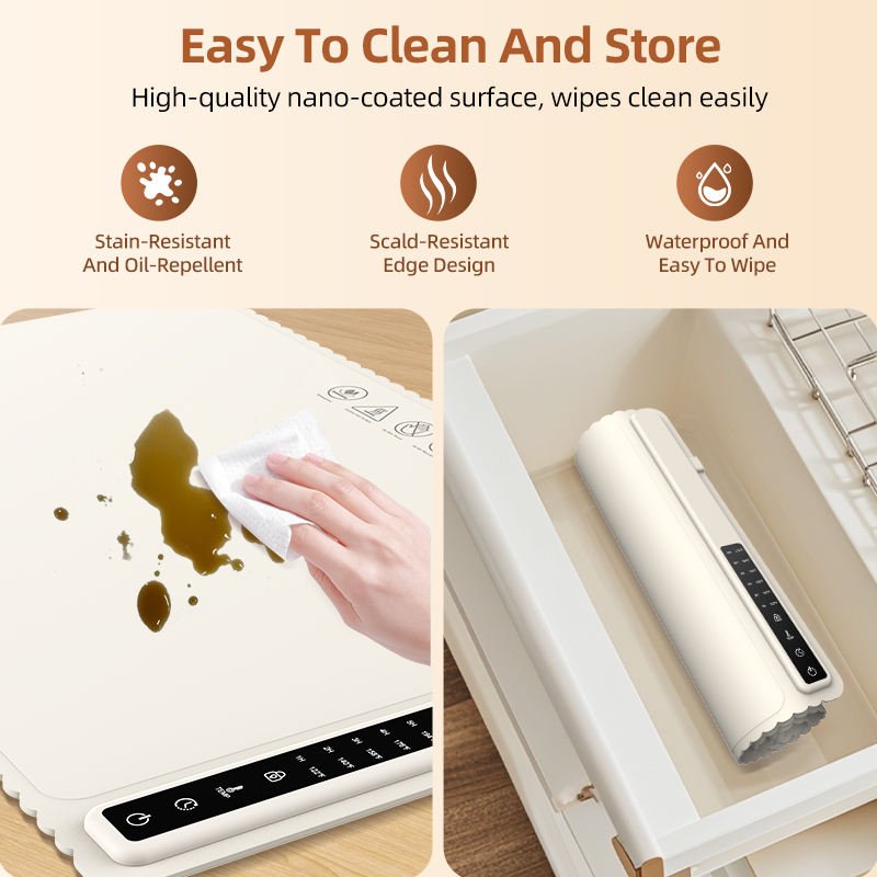 Rollable Silicone Food Warming Mat - Fast Heating & Space-Saving Electric Tray - Image 3