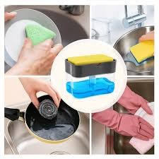 2-in-1 Soap Dispenser with Sponge Holder for Kitchen Sink
